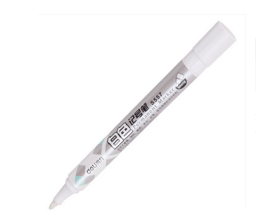 得力油漆笔S557 白色记号笔 快干不褪色