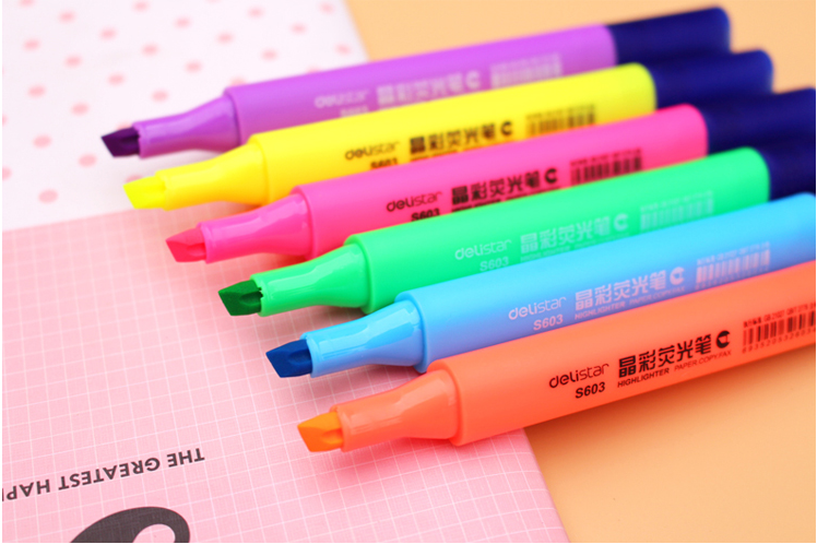 得力S603荧光笔彩色记号笔水彩标记笔