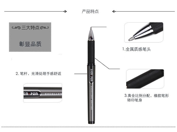 得力(deli)1.0mm黑色办公中性笔水笔签字笔碳素水笔 12支/盒S73